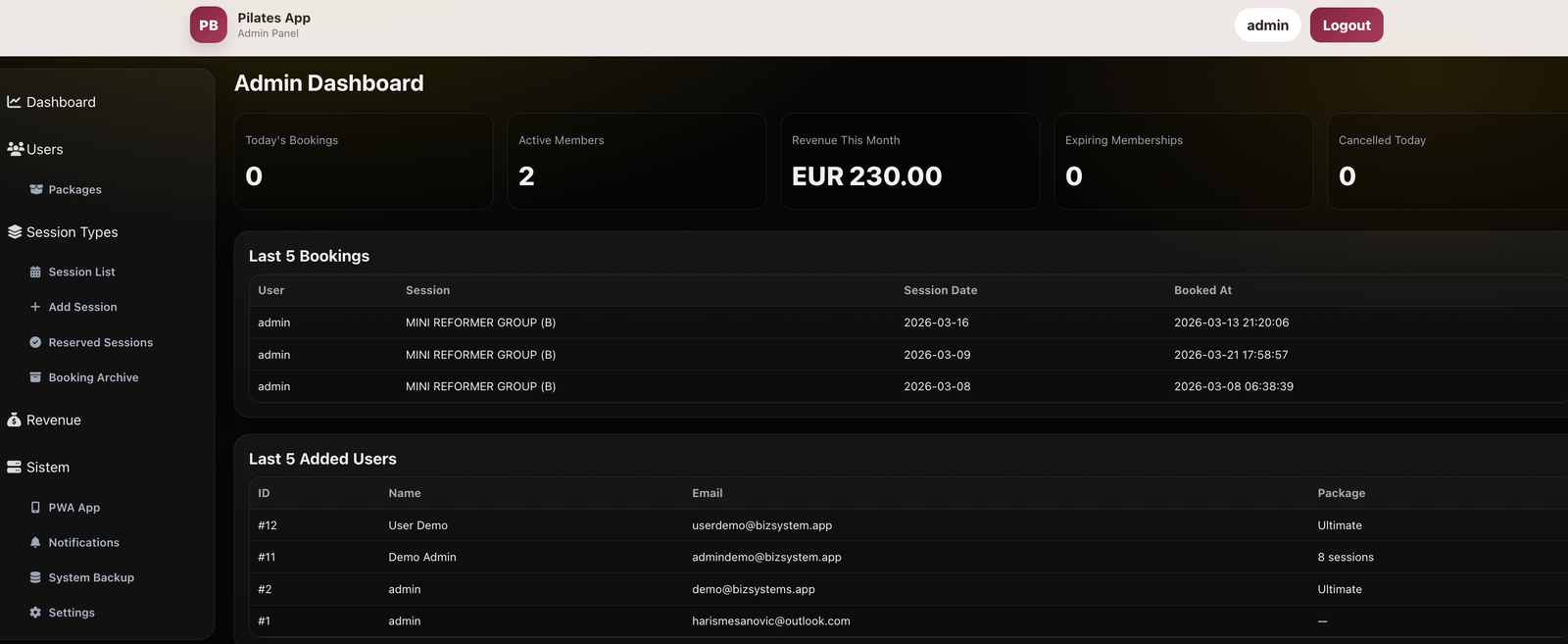 Admin panel 1